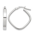 14K White Gold 3x27mm Flat Edge Square Tube Hoop Earrings