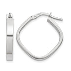 14K White Gold 3x27mm Flat Edge Square Tube Hoop Earrings