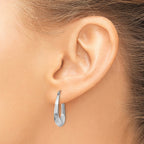 14k White Gold Polished, Satin and Diamond-cut Hoop Earrings