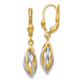 14K Two-Tone Polished Twisted Oval Dangle Leverback Earrings