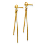 14k Polished Two Bars Dangle Post Earrings