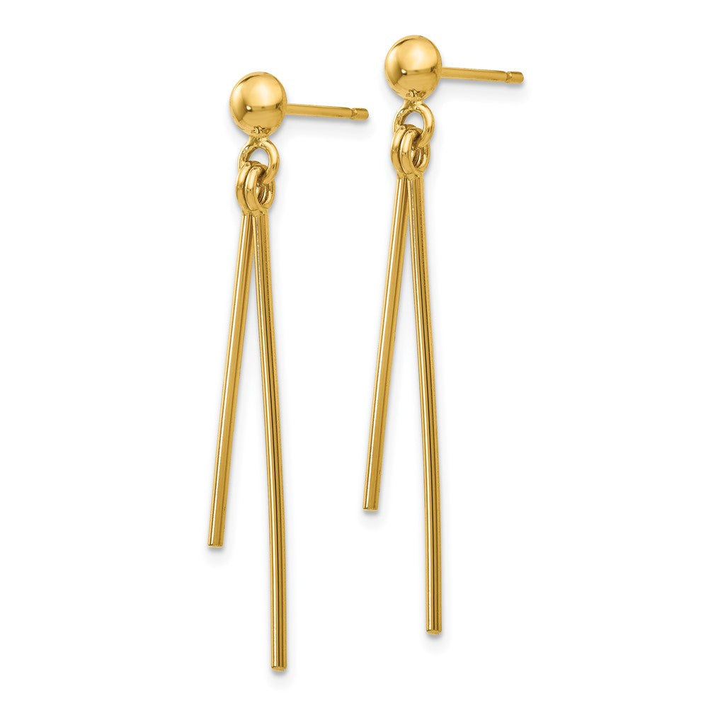 14k Polished Two Bars Dangle Post Earrings