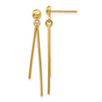 14k Polished Two Bars Dangle Post Earrings