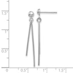 14k White Gold Polished Two Bars Dangle Post Earrings