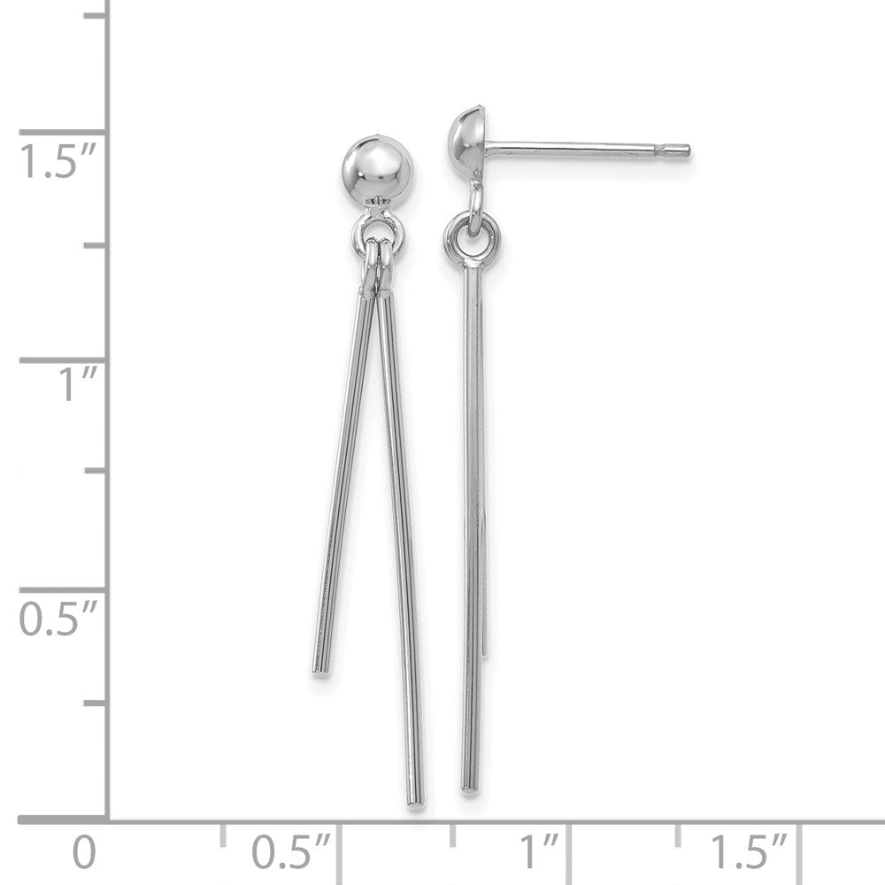 14k White Gold Polished Two Bars Dangle Post Earrings