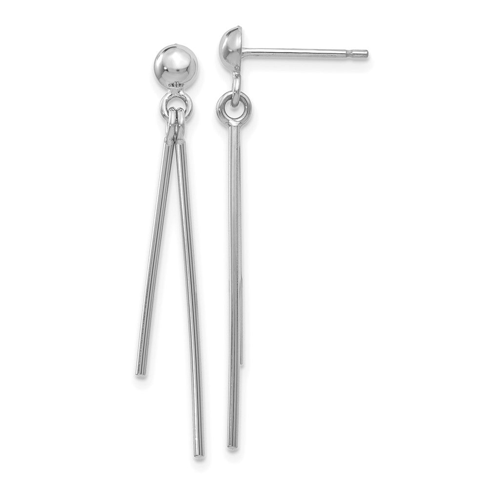 14k White Gold Polished Two Bars Dangle Post Earrings