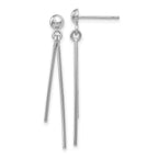 14k White Gold Polished Two Bars Dangle Post Earrings