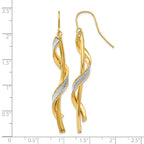 14k Polished Glitter-Infused Spiral Dangle French Hook Earrings