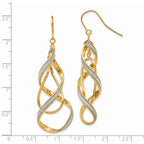 14k Polished Glitter Infused Spiral Dangle Earrings