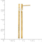 14k Polished and Diamond-cut Bar Dangle Post Earrings