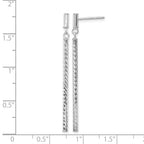 14k White Gold Polished and Diamond-cut Bar Dangle Post Earrings