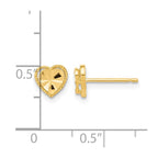 14k Polished Diamond-cut Heart Post Earrings