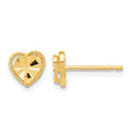 14k Polished Diamond-cut Heart Post Earrings