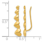 14k Graduated Hearts Polished Ear Climber Earrings
