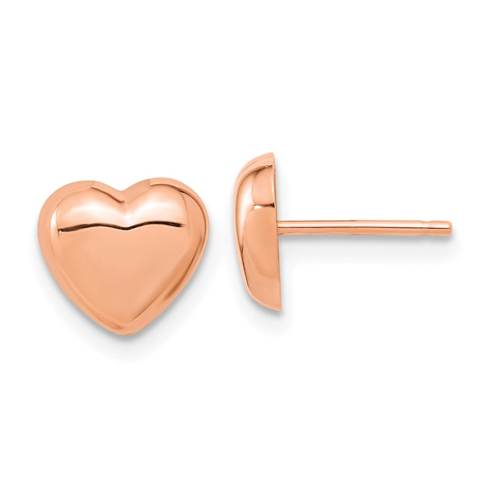 14k Rose Gold 8.6mm Polished Heart Post Earrings