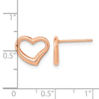 14k Rose Gold Polished Open Wavy Heart Post Earrings