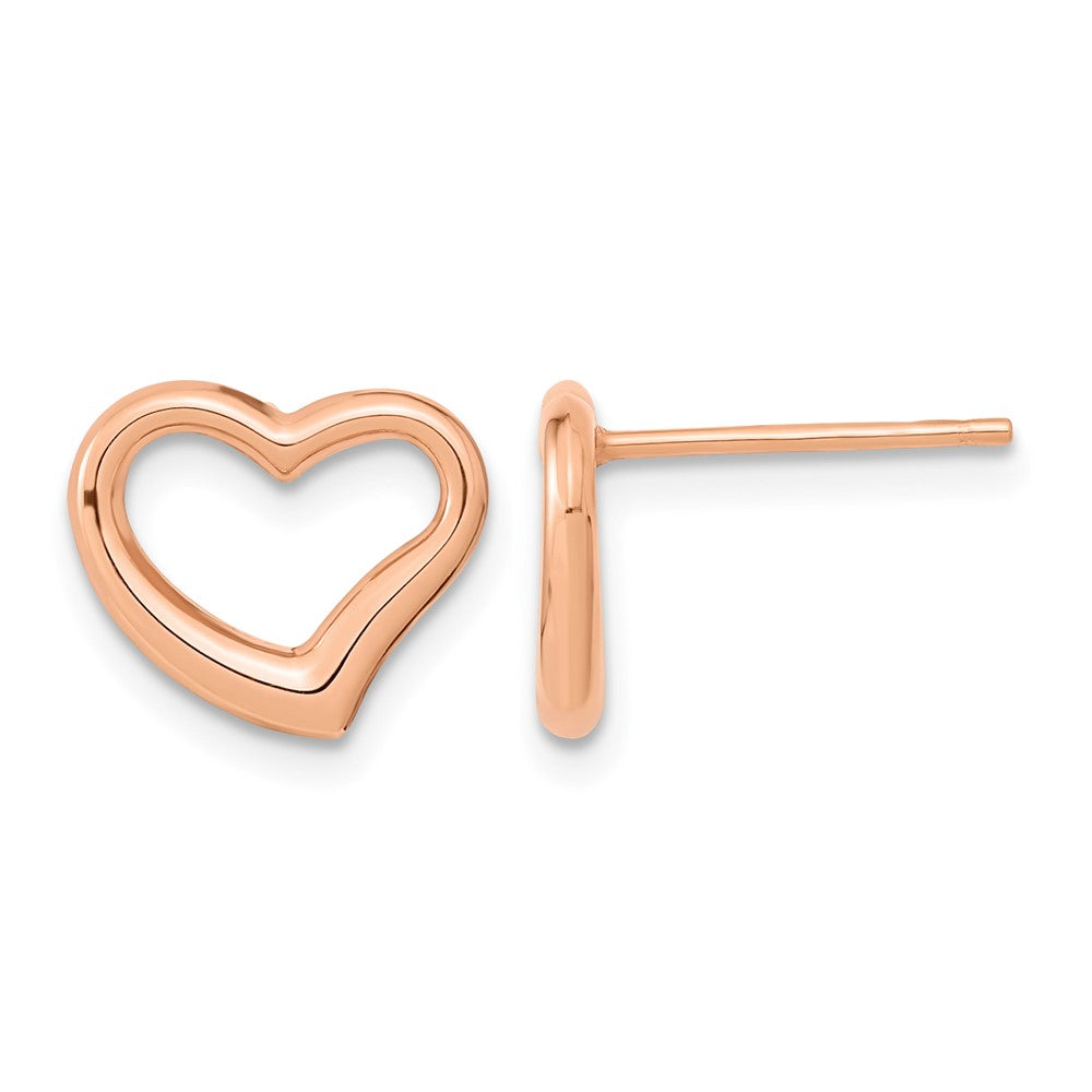 14k Rose Gold Polished Open Wavy Heart Post Earrings