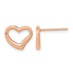 14k Rose Gold Polished Open Wavy Heart Post Earrings