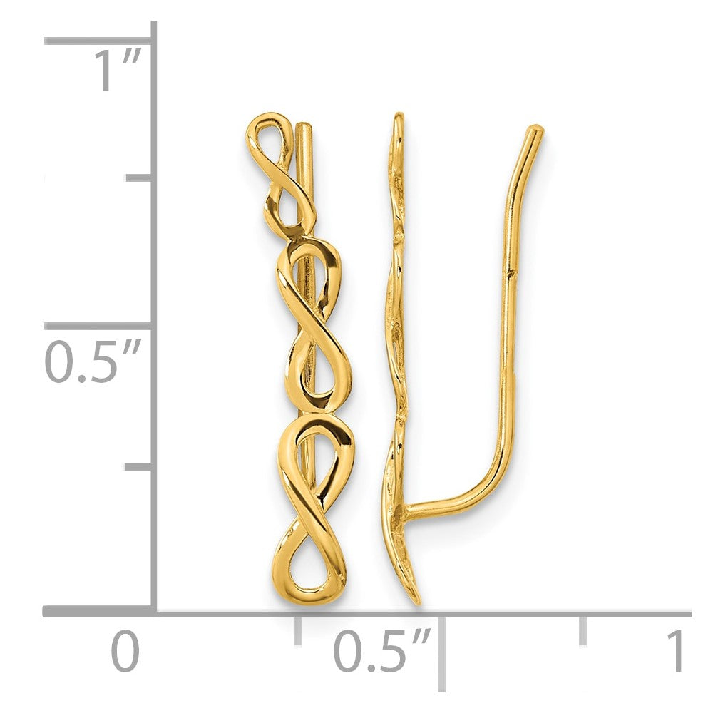 14k Polished Infinity Ear Climber Earrings