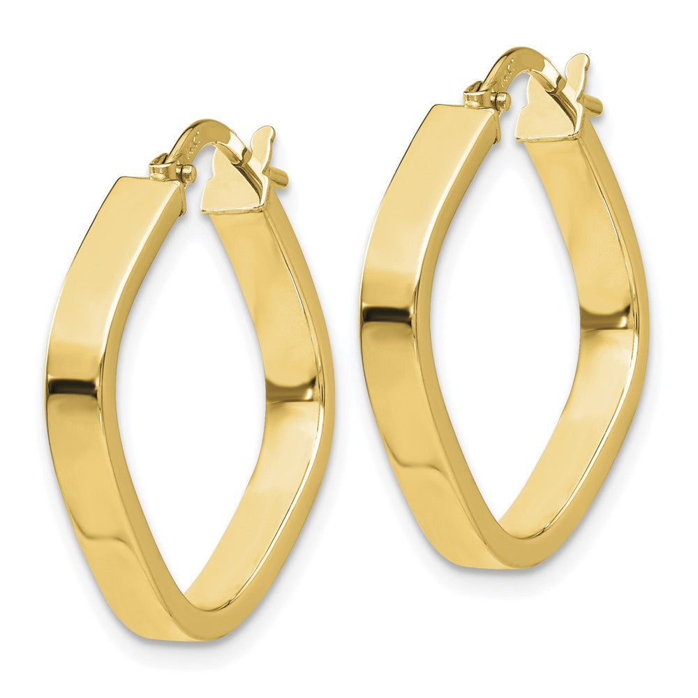 14K 3x27mm Flat Edge Square Tube Hoop Earrings
