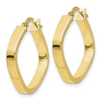 14K 3x27mm Flat Edge Square Tube Hoop Earrings