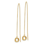 14k Polished Diamond-cut Box Chain Love Knot Threader Earrings