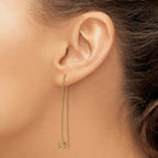 14k Polished Diamond-cut Box Chain Love Knot Threader Earrings