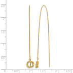 14k Polished Diamond-cut Box Chain Love Knot Threader Earrings