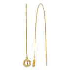 14k Polished Diamond-cut Box Chain Love Knot Threader Earrings