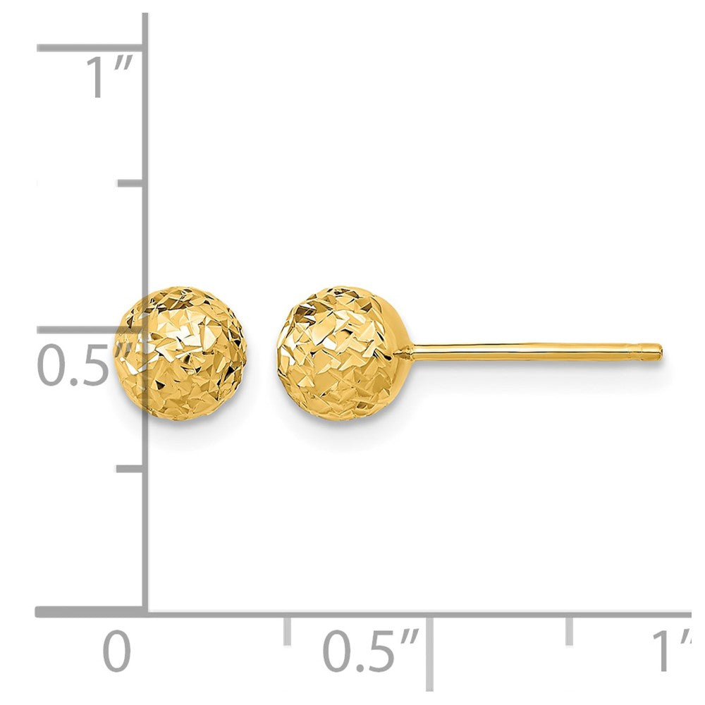 14k 6mm Diamond-cut Puffed Ball Post Earrings