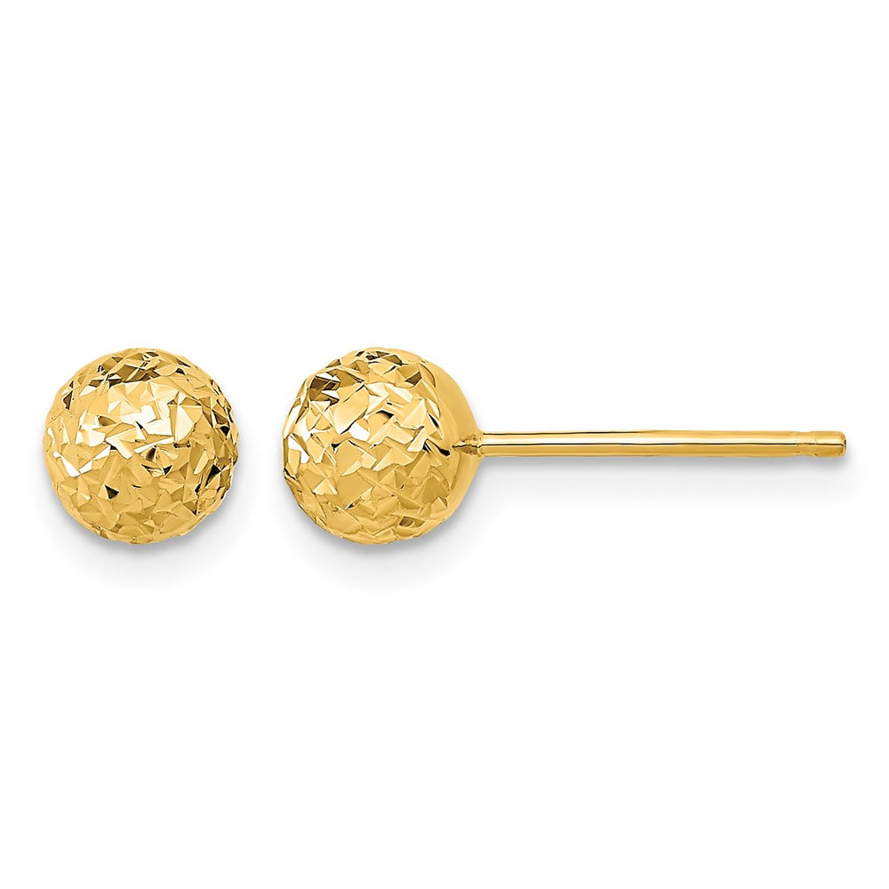 14k 6mm Diamond-cut Puffed Ball Post Earrings