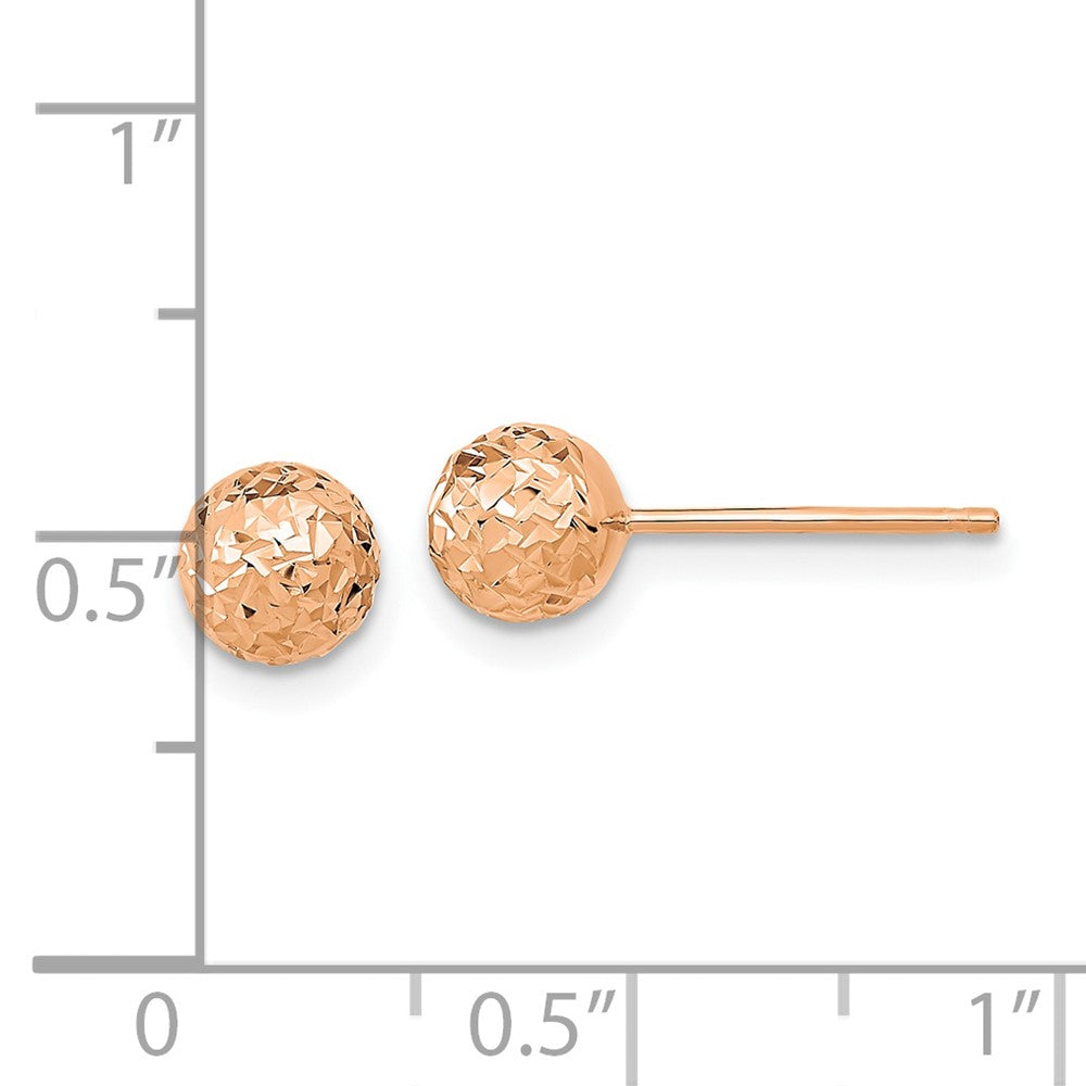 14k Rose Gold 6mm Diamond-cut Puffed Ball Post Earrings