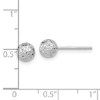 14k White Gold 6mm Diamond-cut Puffed Ball Post Earrings