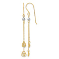 14k Two-tone Polished Diamond-cut Love Knot Dangle French Hook Earrings