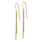 14k Polished Diamond-cut Chain and Bar Dangle French Hook Earrings