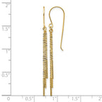 14k Polished Diamond-cut Chain and Bar Dangle French Hook Earrings
