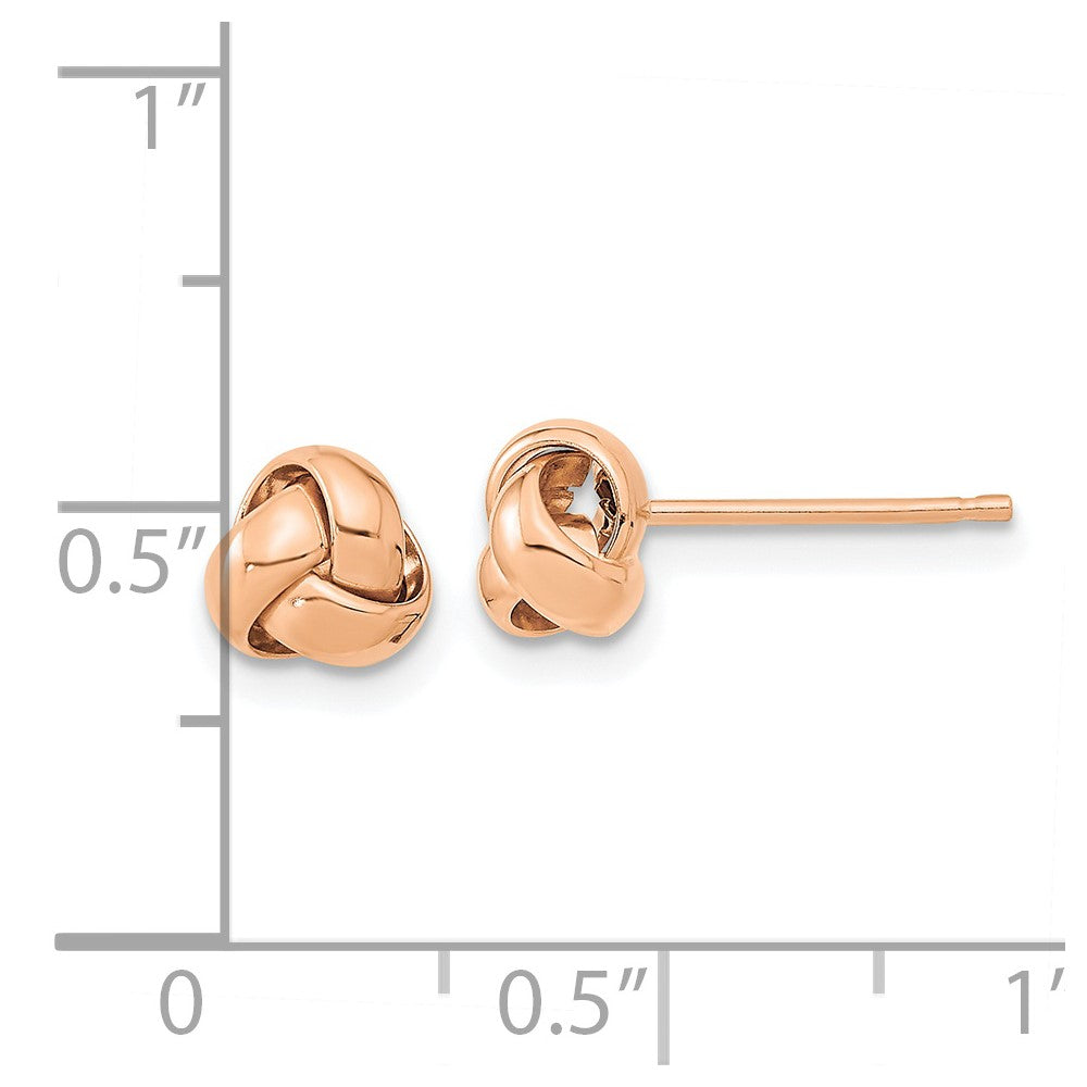14k Rose Gold 6.5mm Polished Love Knot Post Earrings