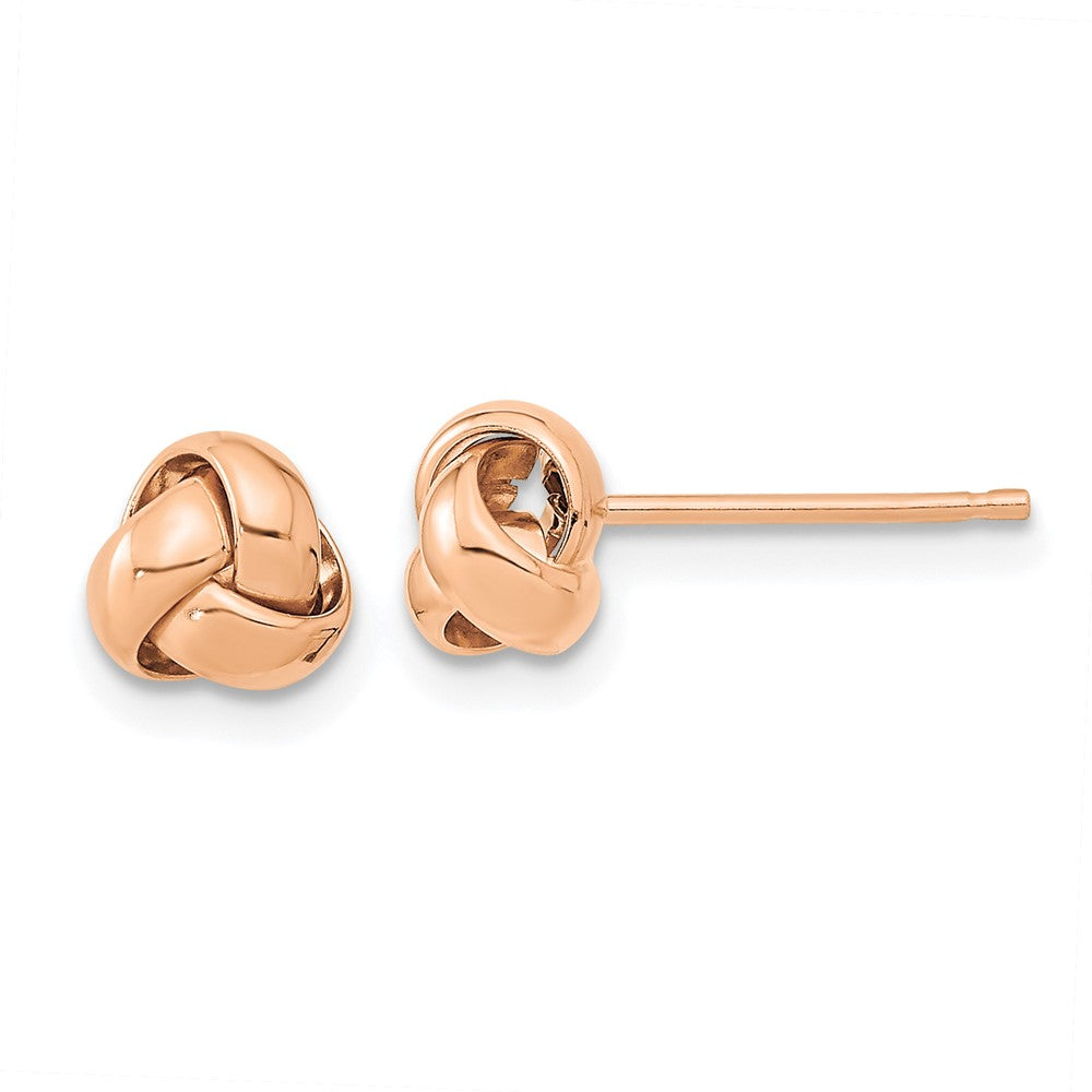 14k Rose Gold 6.5mm Polished Love Knot Post Earrings