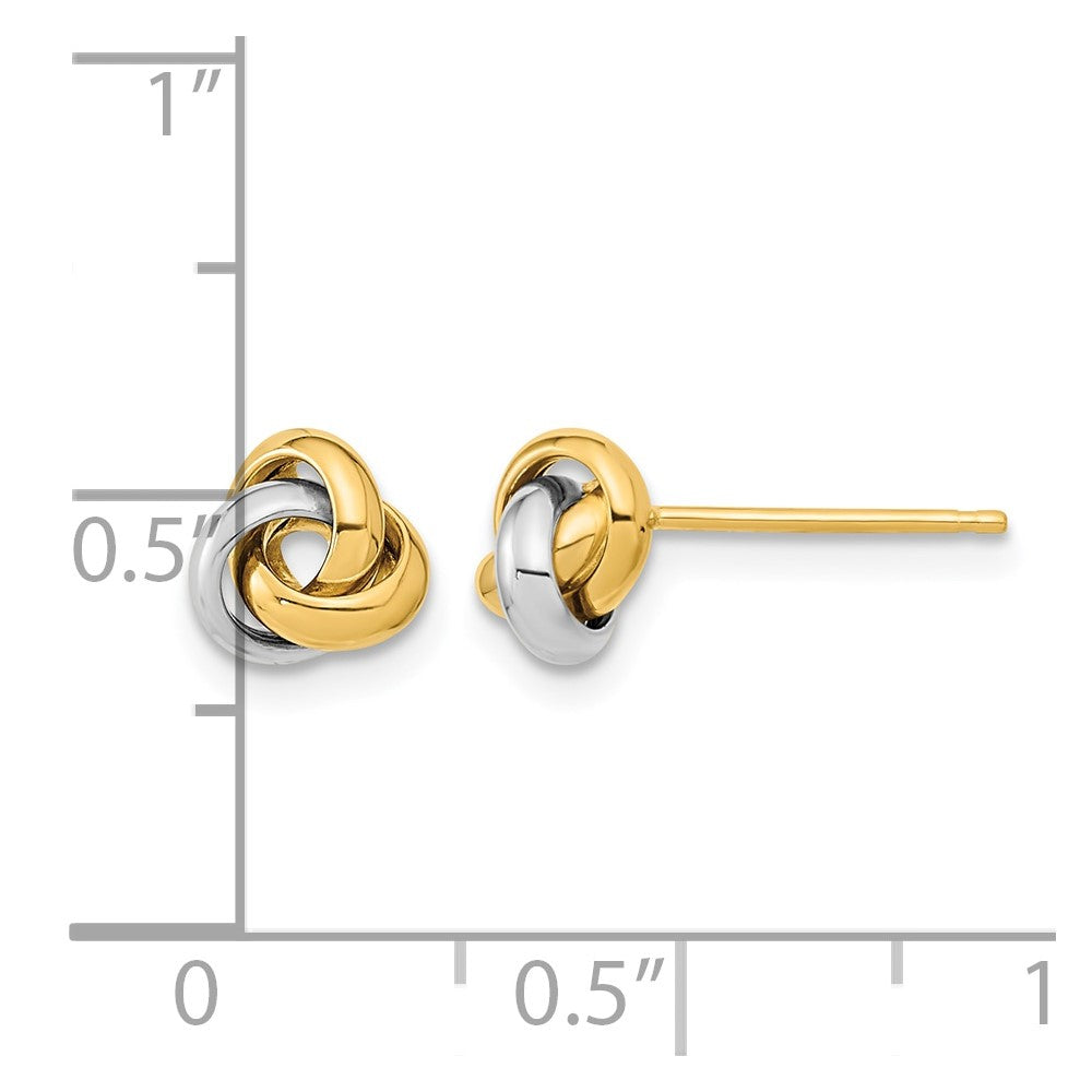 14k Two-tone 7mm Polished Love Knot Post Earrings