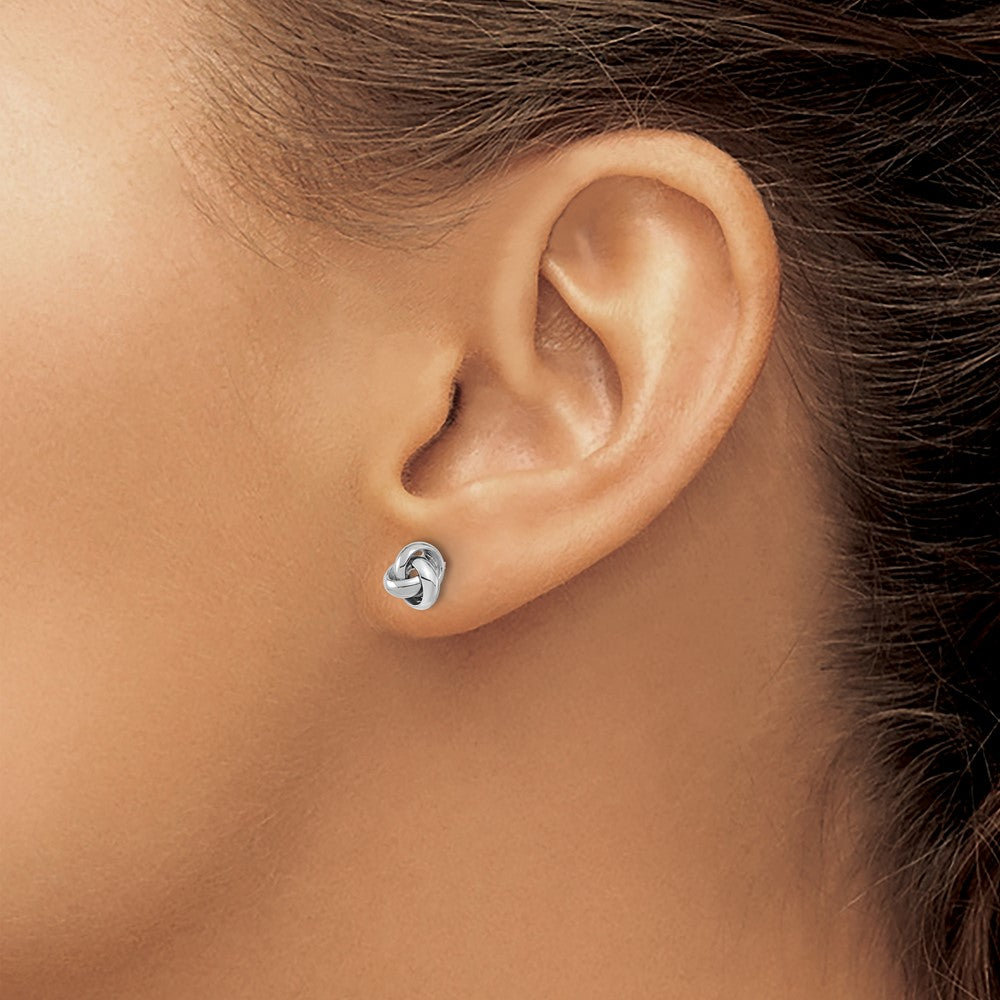 14k White Gold 6.5mm Polished Knot Post Earrings