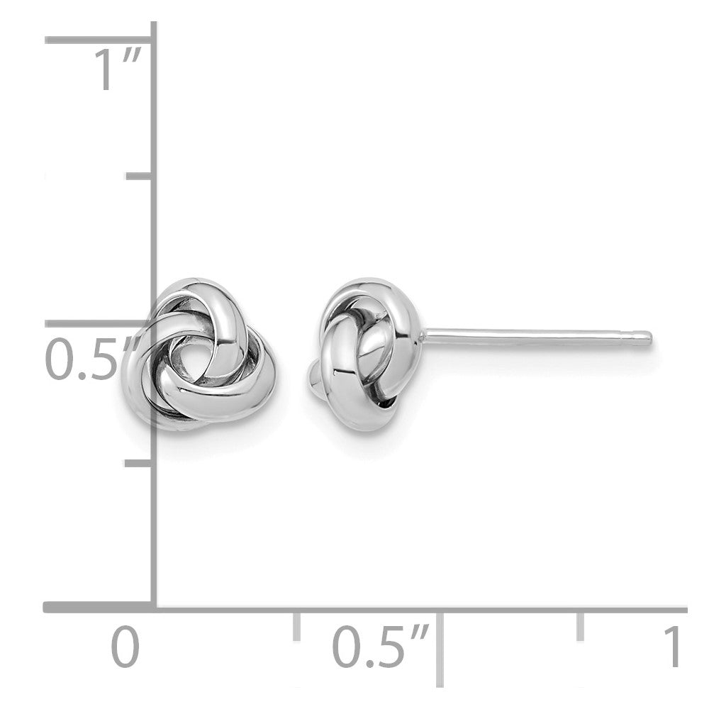 14k White Gold 6.5mm Polished Knot Post Earrings