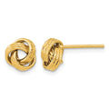 14K 8mm Polished Textured Love knot Post Earrings
