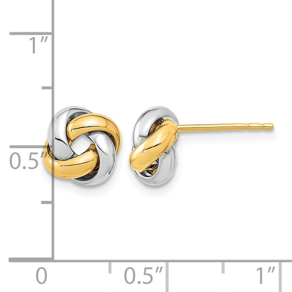 14k Two-tone 9mm Polished Love Knot Post Earrings