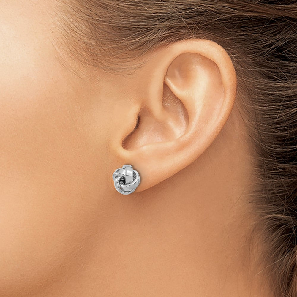 14k White Gold 10mm Polished Love Knot Post Earrings