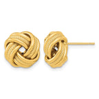 14k 13mm Polished Textured Triple Love Knot Post Earrings