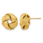 14k 14mm Polished and Textured Love Knot Post Earrings