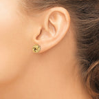 14k 11mm Polished Textured Triple Love Knot Post Earrings