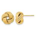 14k 11mm Polished Textured Triple Love Knot Post Earrings