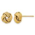 14k 10mm Polished Textured Triple Love Knot Post Earrings