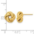 14k 10mm Polished Textured Double Love Knot Post Earrings